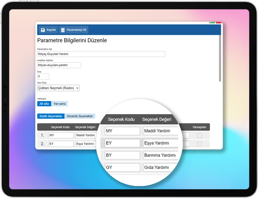 Özel Tanım Parametresi