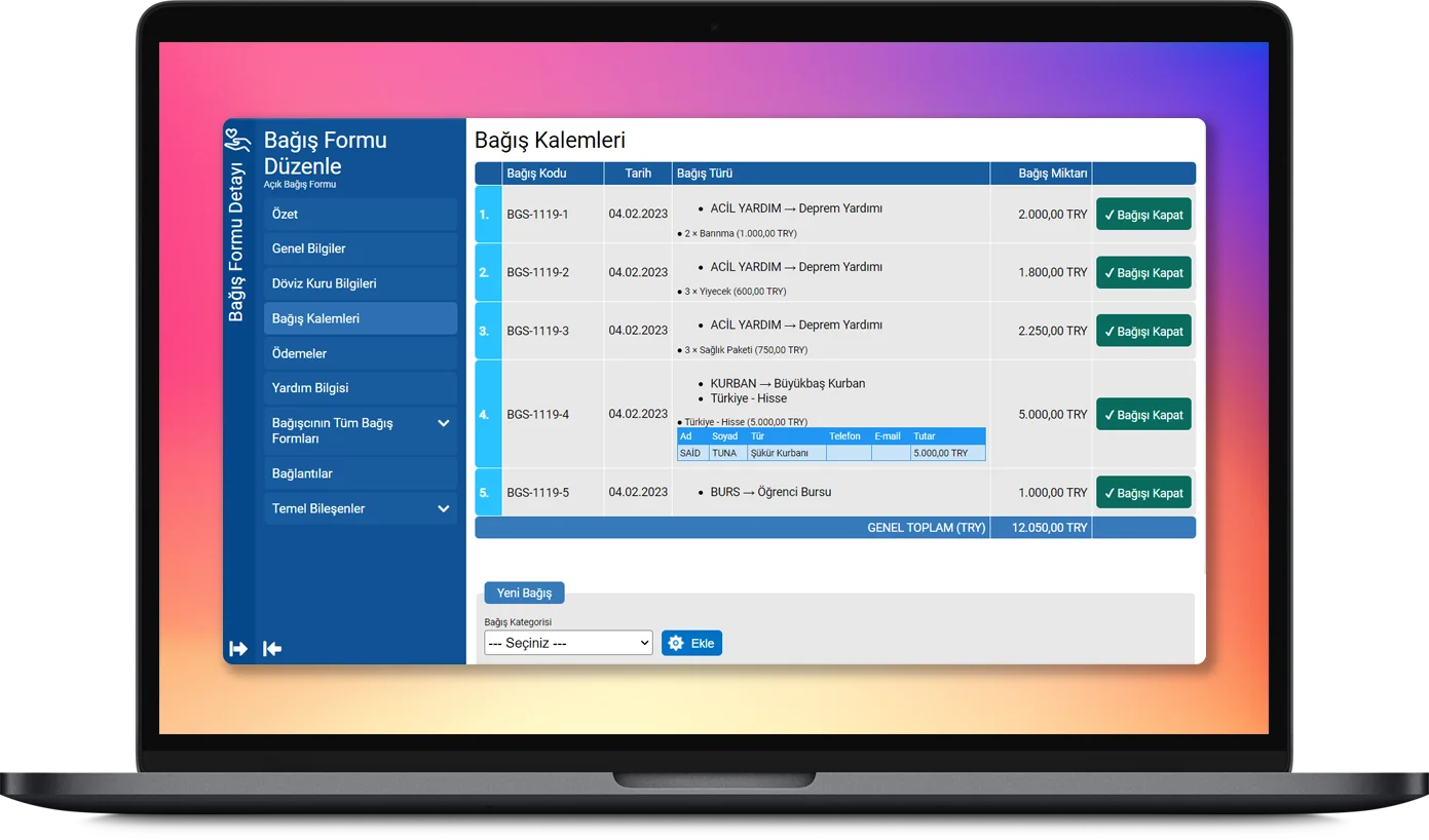 Aynı Anda Birden Fazla Bağış Alabilme