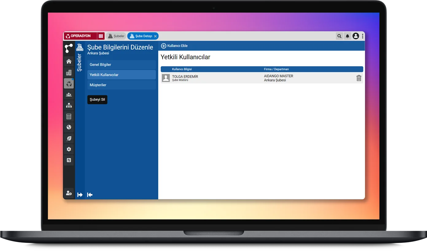 Şube ve Personel Tanımlama