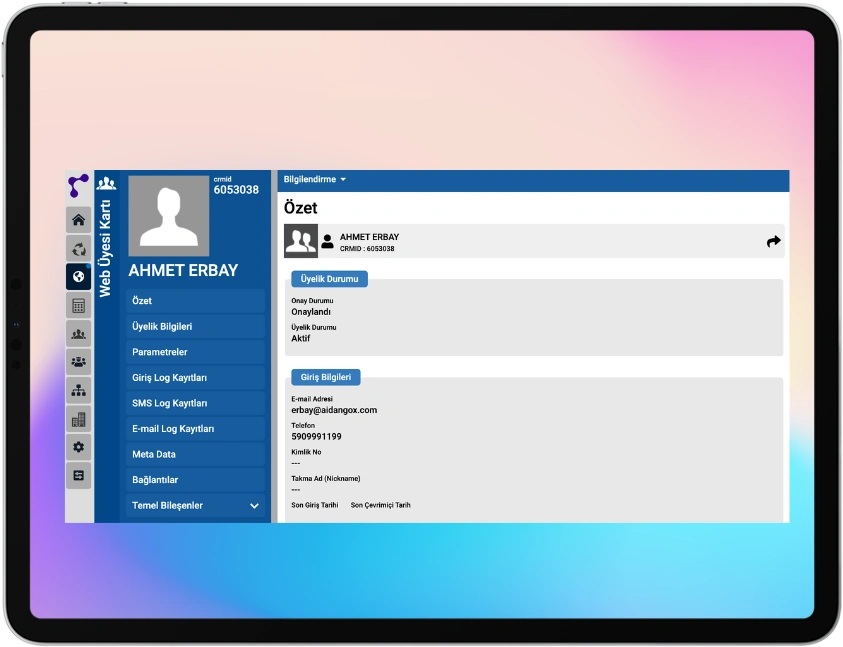 Üyelere Özel Web Site Paneli